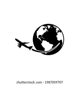 Planet icon, globe logo isolated on white background