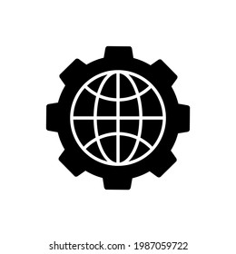 Planet icon, globe logo isolated on white background