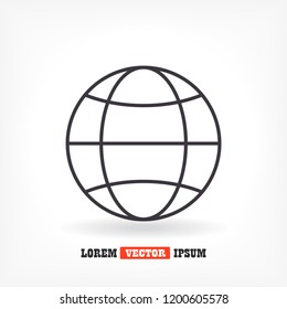 planet icon globe, vector,
