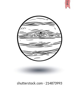 planet icon, hand drawn vector illustration.