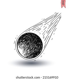 planet icon, hand drawn vector illustration.