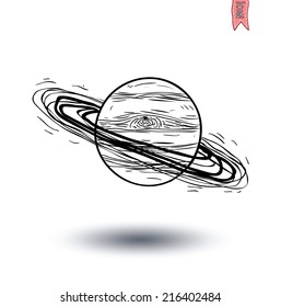 planet icon, hand drawn vector illustration.