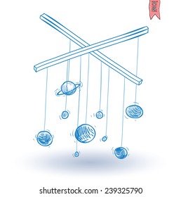 planet icon, hand drawn vector illustration.