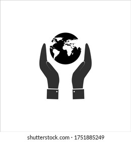 planet icon in hands, vector illustration
