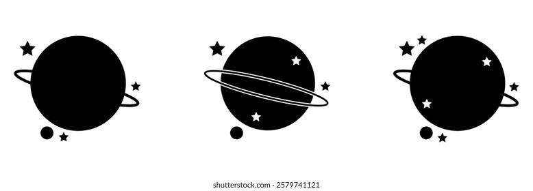 Planet icon illustration isolated vector sign symbol. Black hole universe vector icon. Line icons on white background . Vector Illustration .