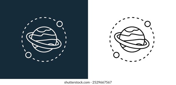 planet icon isolated on white and black colors. planet outline linear vector icon from outer space collection for mobile apps, web and ui.