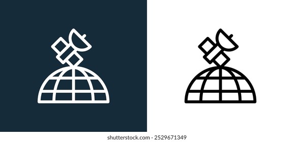 planet icon isolated on white and black colors. planet outline linear vector icon from astronomy collection for mobile apps, web and ui.
