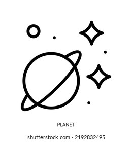 planet icon. Line Art Style Design Isolated On White Background