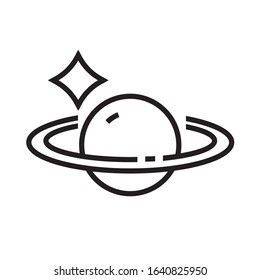 Planet icon is in line and pixel perfect style . Saturn symbol for web design. Graphic vector icon for fortuneteller or astrology website. Isolated object on a white background.