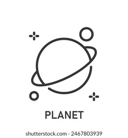 Planet icon. Line single icon on transparent background