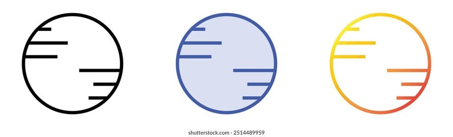 planet icon. Linear, Blue Fill and Gradient Style Design Isolated On White Background