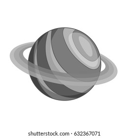 Planet icon in monochrome style isolated on white background vector illustration