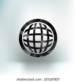 Planet icon network map earth business concept vector