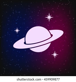 planet icon on color space background / vector illustration