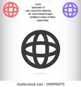 Planet icon online illustration. Go to web browser Planet icon online. Earth globe symbol for your web site logo app design. GlobePlanet icon online set. on white background Planet icon online