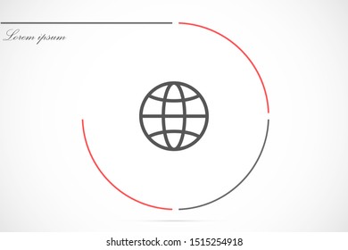 Planet icon online illustration. Go to web browser Planet icon online. Earth globe symbol for your web site logo app design. GlobePlanet icon online set. on white background Planet icon online