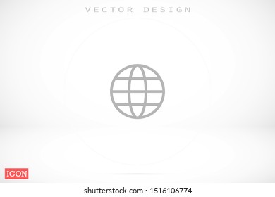 Planet icon online illustration. Go to web browser Planet icon online. Earth globe symbol for your web site logo app design. GlobePlanet icon online set. on white background Planet icon online