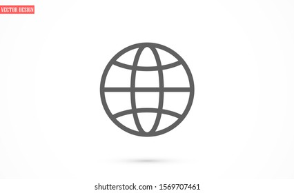 Planet icon online illustration. Go to web browser Planet icon online. Earth globe symbol for your web site logo app design. GlobePlanet icon online set. on white background Planet icon online