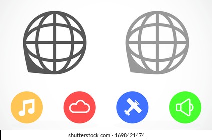 Planet icon online illustration. Go to web browser Planet icon online. Earth globe symbol for your web site logo app design. GlobePlanet icon online set. on white background Planet icon online