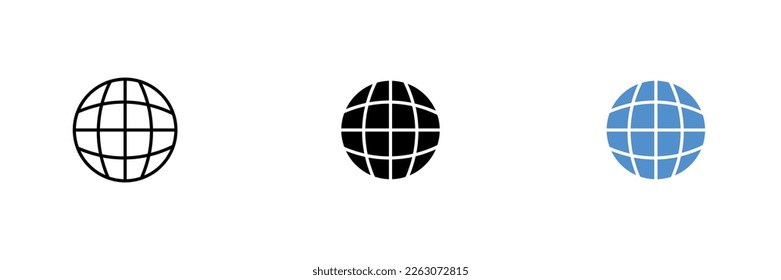 Icono Planeta. Servicio en línea, navegador, búsqueda de información en Internet. Conjunto vectorial de iconos en línea, estilos negro y colorido aislados en fondo blanco.