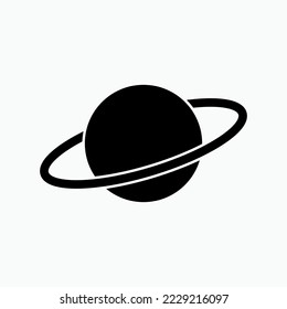 Planet Icon. Orbit within Glyph Style. Saturn Symbol.