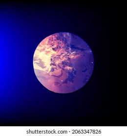 Planet icon in outer space. Vector graphics for decorating science fiction illustrations, games applications.