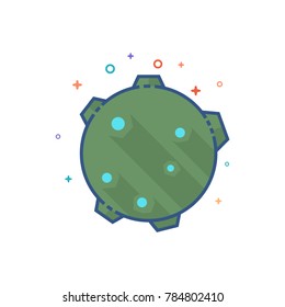 Planet  icon in outlined flat color style. Vector illustration.
