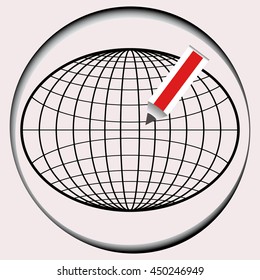 planet icon with a pencil