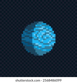 Planet icon. Pixel art style. 8-bit sprite. Old school computer graphic style. Isolated vector illustration. Knitted design.