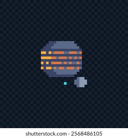Planet icon. Pixel art style. 8-bit sprite. Old school computer graphic style. Isolated vector illustration. Knitted design.