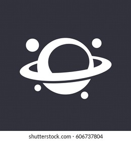Planet icon, saturn, astronomy, asteroid belt, space exploration, vector illustration