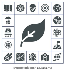 planet icon set. 17 filled planet icons.  Simple modern icons about  - Map, World, Space capsule, Green energy, Globe, Solar system, Earth, Asteroid, Alien, Rocket ship, Earth grid