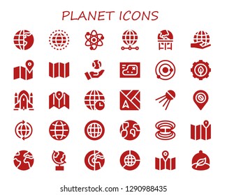  planet icon set. 30 filled planet icons. Simple modern icons about  - Earth globe, Worldwide, Solar system, World, Earth, Map, Green energy, Rocket ship, Earth grid, Sputnik