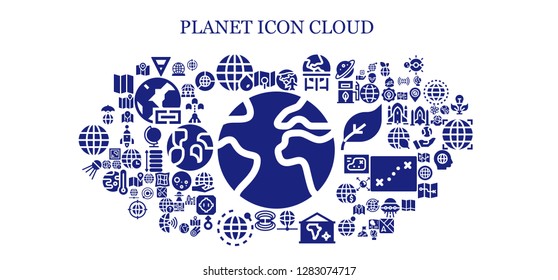  planet icon set. 93 filled planet icons. Simple modern icons about  - Earth, Map, Earth grid, Planet earth, Magnetic field, World, Sputnik, Globe, Worldwide, Spaceship, Rocket