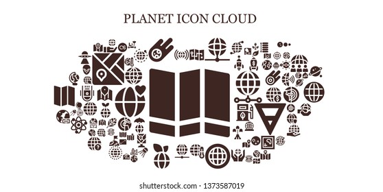 planet icon set. 93 filled planet icons.  Simple modern icons about  - Map, Worldwide, Globe, Meteorite, Earth, Global warming, World, Earth globe, Lastfm, Moon rover, Worlwide