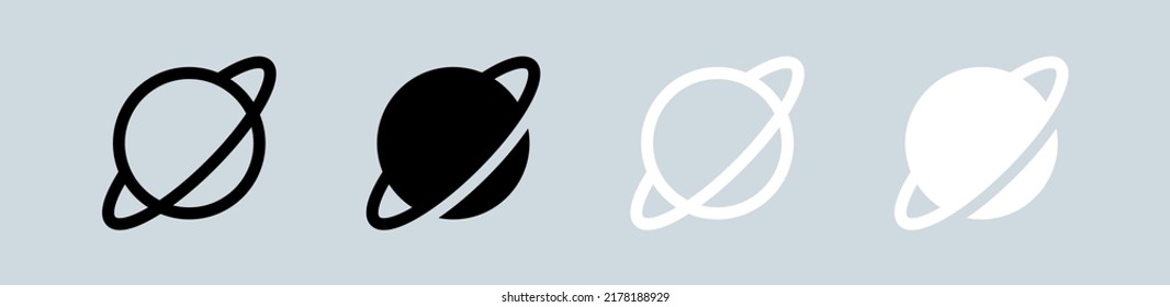 Planet icon set in black and white colors. Asteroid signs  vector illustration.