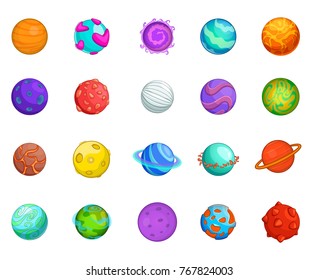 Planet icon set. Cartoon set of planet vector icons for your web design isolated on white background