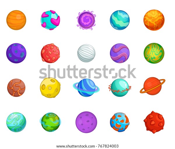 Planet Icon Set Cartoon Set Planet Stock Vector (Royalty Free) 767824003