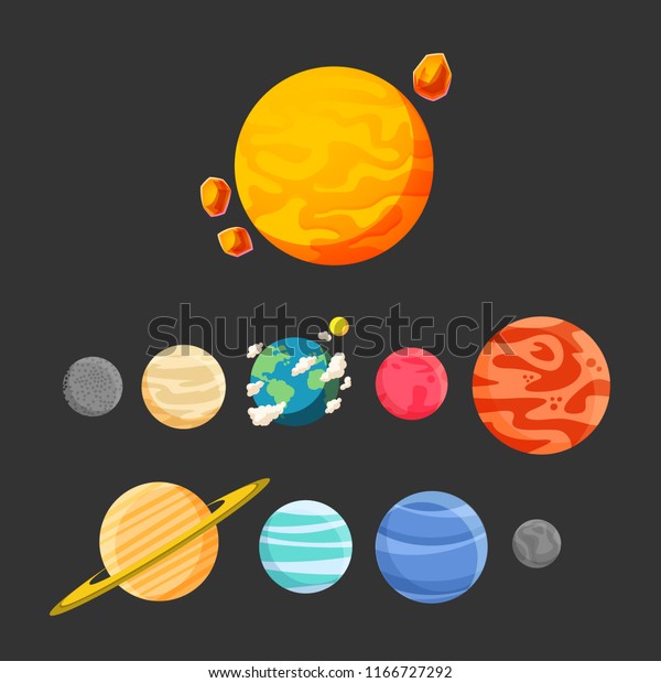 Planet\
Icon Set Design Black Background Vector\
Image\
