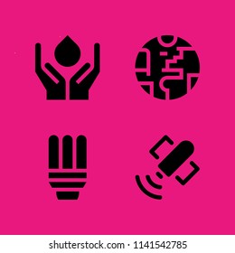 planet icon set. With eco light, planet earth and satellite  vector icons for graphic design and web