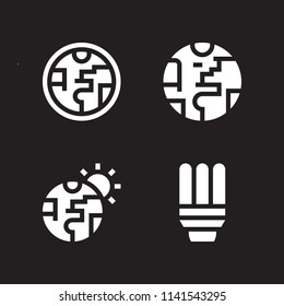 planet icon set. With eco light, global warming and planet earth  vector icons for graphic design and web