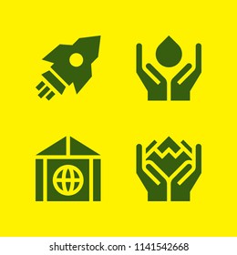 planet icon set. With environment, greenhouse effect and save water  vector icons for graphic design and web