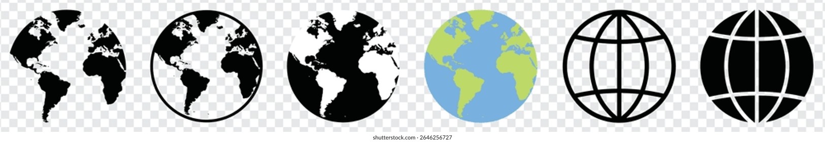 Planet icon set. Global map. Map symbol. international earth globe icon, World globe icon, Line vector. 
