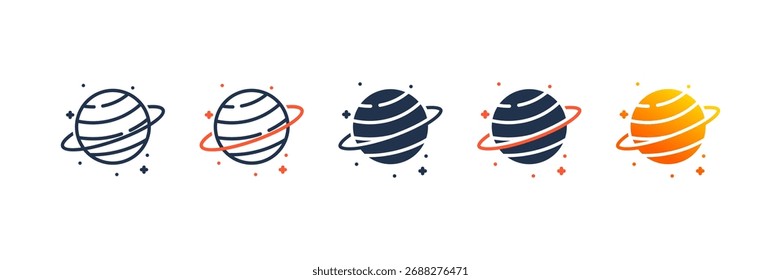Planet icon set multiple style collection