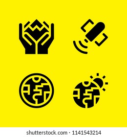 planet icon set. With ozone layer, environment and satellite  vector icons for graphic design and web