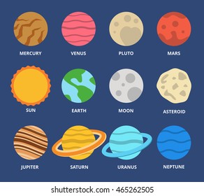 Planets Names Mercury Venus Earth Mars Stock Vector (Royalty Free ...