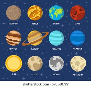 Planets Solar System Mars Earth Neptune Stock Vector (Royalty Free ...