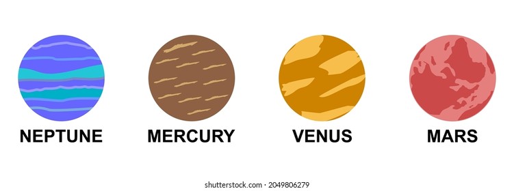 Planetensymbol-Set, Symbol des Sonnensystems Vektorsymbol-flaches Design