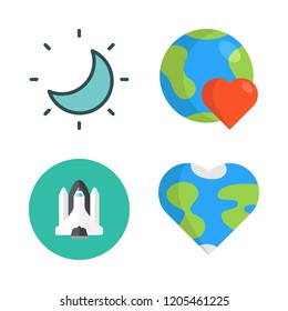 planet icon set. vector set about moon, space shuttle, earth globe and planet earth icons set.