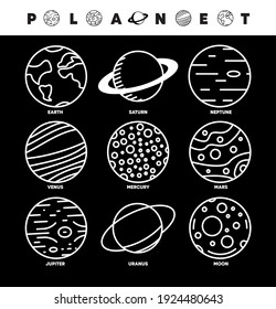 Planet icon set vector. Modern design Earth, Venus, Moon, Saturn, Mars and many planets icons. Logo-icon design set for website and mobile application. Editable drawing.